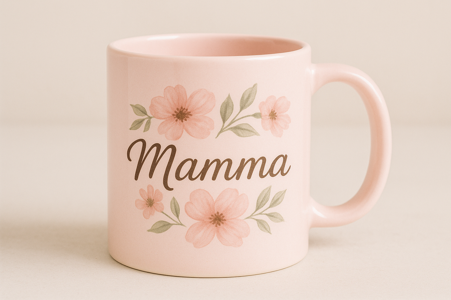 Tazza "Mamma" in ceramica con fiori – Idea regalo Festa della Mamma