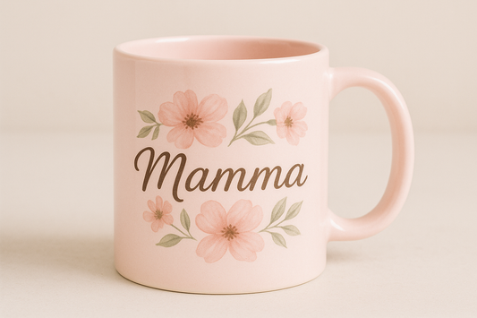 Tazza "Mamma" in ceramica con fiori – Idea regalo Festa della Mamma